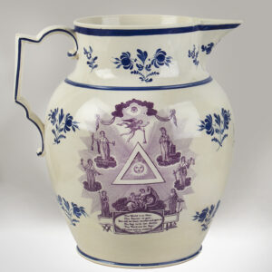 Staffordshire Jug, Large Pitcher, Masonic Symbols & Motto, Purple Transfer, 1800-1815 Inventory Thumbnail